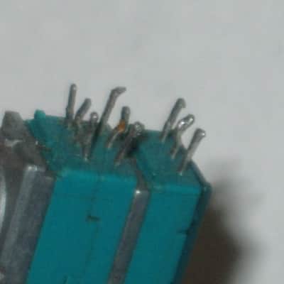 used (is fine & works) Boss MIDDLE / MID FREQ potentiometer [ upper part : 50 30C 04 5F / lower part: 10 4w 04 5F ] + nut and two piece knob (controls) taken off of MT-2 Metal Zone (pedal NOT included) 2000s / 2010 (teal rectangle shape, stacked) image 9