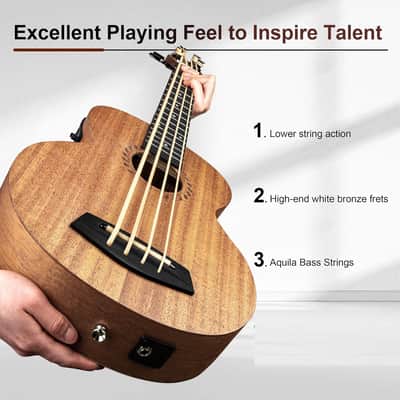 Mahogany 30" Acoustic & Electric Ukulele Bass image 3