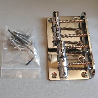 Chrome standard 4 string BASS guitar bridge w/mounting screws image 1