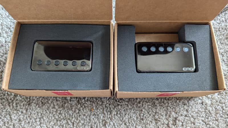 EMG 57/66-BC Active Solderless Alnico V Humbucker Set 2010s - Black Chrome