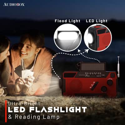 Emergency Radio with Power Bank – NOAA Weather Alert, Solar/Crank/USB Charging, LED Flashlight, AM/FM/WB image 5