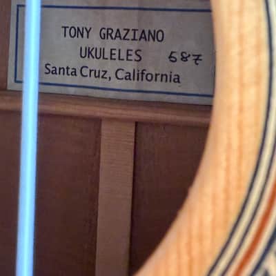 Tony Graziano Custom Baritone Ukulele #587 – Spruce / Figured Koa – Hardshell Case image 3