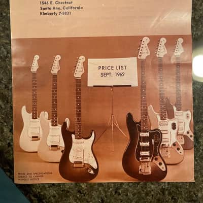 Fender Vintage 1962 Price List ( September 1962 ) 1962 Mint condition- no marks, no tears. image 1