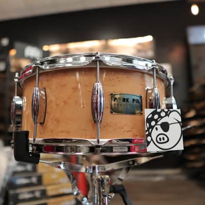 Pork Pie 6.5x14" Mahogany Snare Drum w/ Maple Re-Rings (Birdseye Maple Finish) image 2