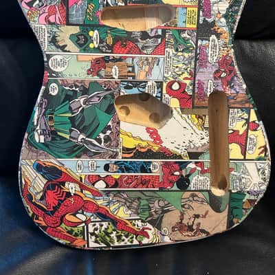 Custom Telecaster Tele Body w/Hand applied Spiderman/Dr. Doom Comic book panels image 3