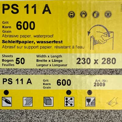 Klingspor 600 Grit Wet/Dry Sandpaper 50 Sheet Pack PS 11 A 2009 image 2