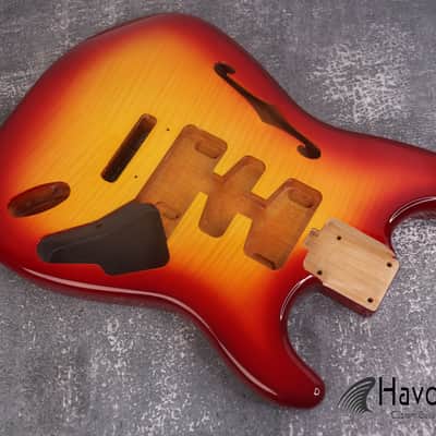 Sienna Burst F-Hole 2PC Alder S type Body Tremolo Rout, ST Custom S-Style Body, Vintage Guitar Part Replacement, Guitar DIY Building Kit image 1