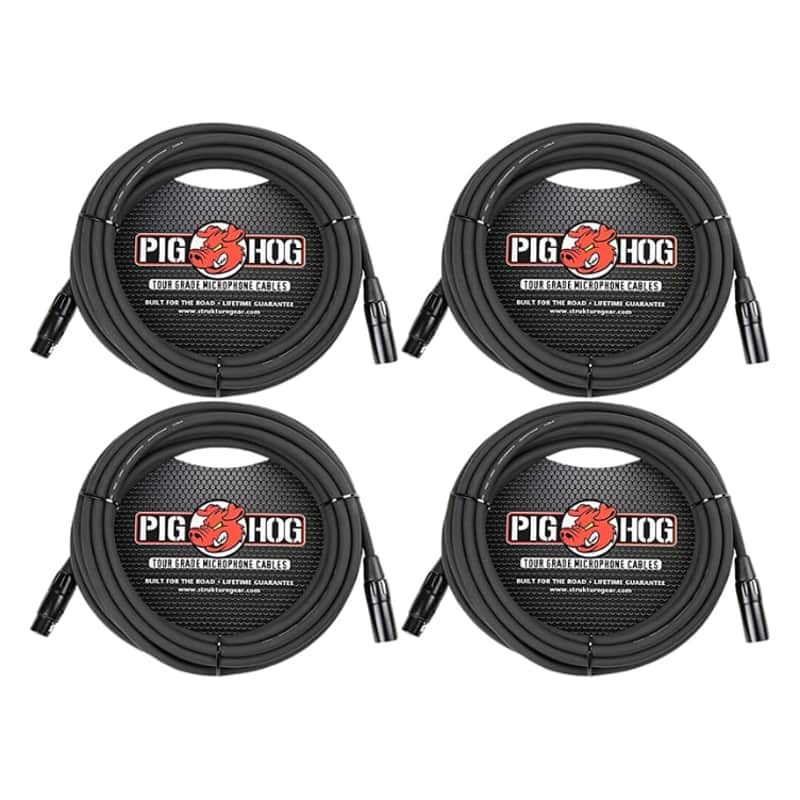 Pig Hog PHM15 High Performance 8mm XLR Mic Cable, 15 Feet, Black, 4-Pack image 1
