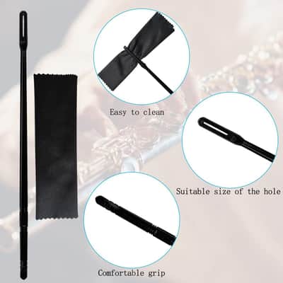 Flute Cleaning Rod with 3pcs Flute Cleaning Cloth, Flute Cleaning Kit, Flute Cleaning Rod and Flute Cleaning Cloth, Cleaning Swabs Flute Cleaning Cloth, Flute Cleaning Cloth (Black) image 3