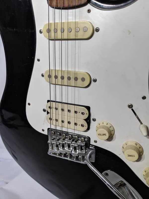 Hondo H77 1980's Strat copy HSS - Black w/ Tremolo Arm | Reverb