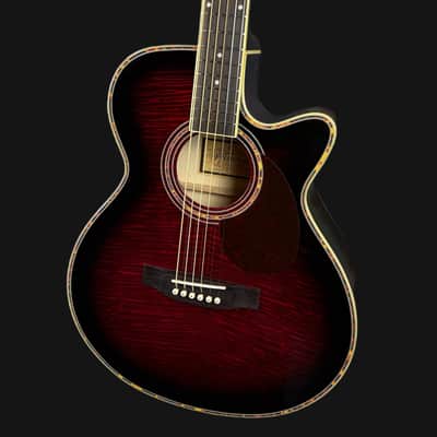 Freshman FA1AWRLH Electro Acoustic Guitar, Wine Red image 3