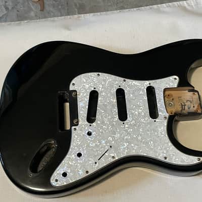 1991 USA Fender American Standard Stratocaster Black Guitar Body 2 Post Tremolo Ready w/ Pickguard image 3