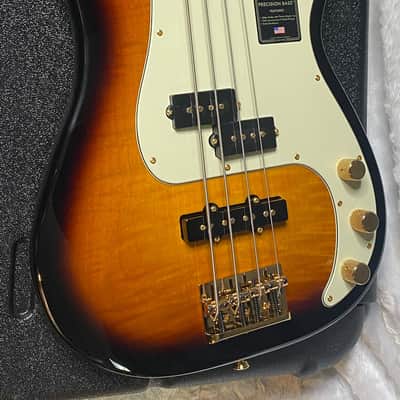 NEW! Fender 75th Anniversary American Professional PJ Bass - 2-Color Sunburst - Flame Top - 9.1 lbs - Authorized Dealer - G06681 image 8