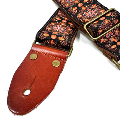 Walker & Williams H-46 Vintage Series Plush Back, Black Sunset Orange Woven Strap w/Chestnut Ends image 7