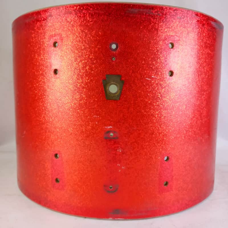 Ludwig 10x14"Marching Snare Drum Pre-Serial Keystone Red Sparkle 3Ply Vintage60s image 1