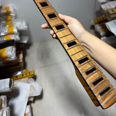 black blocks Inlay binding 22fret Roasted Flame Maple satin Electric guitar neck image 8