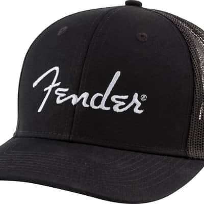 Fender #9122421100 - Fender Silver Thread Logo Snapback Trucker Hat, Black, One Size Fits Most image 1