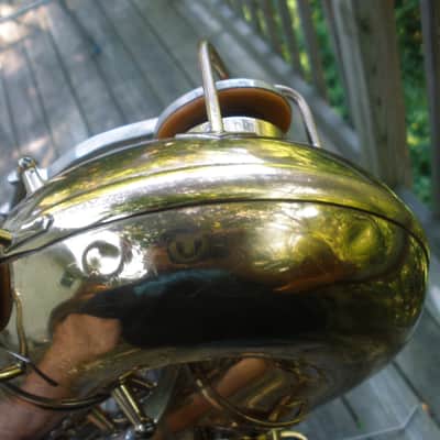 1957 Conn Director Tenor Saxophone shooting stars  Brass-Lacquered image 11