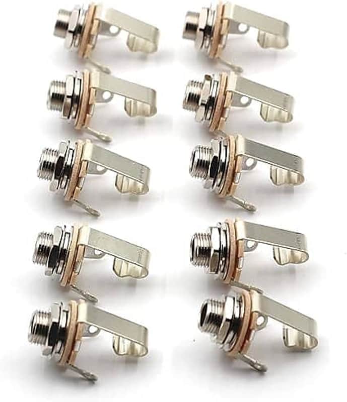 Electric Guitar Output Jack, Switchcraft #11 1/4 Guitar Jack, Audio Jack for Quarter Inch Cable, Nickel Plate Contact, Mono Output Jack, Bulk Lot of 10 image 1