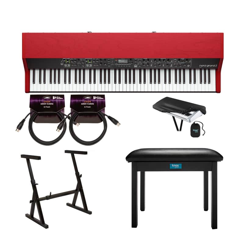 Nord Grand 2 88-Key Kawai Hammer Action Ivory Touch Bundle with Keyboard Stand, Bench, Dust Cover, and MIDI Cables (7 Items) image 1