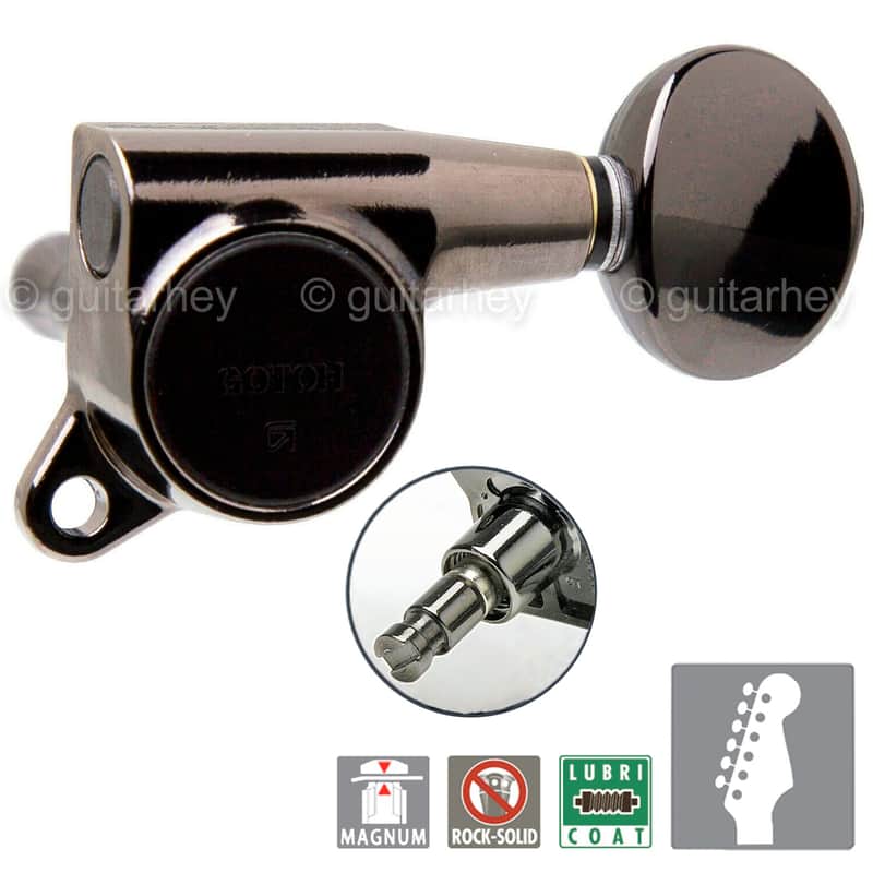 NEW Gotoh SG381-05 MG Magnum Locking Set 6 in Line Tuners Keys - COSMO BLACK image 1