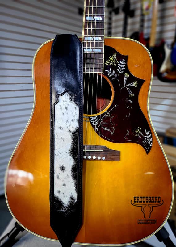 The Midnight Range - Handcrafted Full-Grain Leather Guitar Strap with Hair-on Cowhide image 1