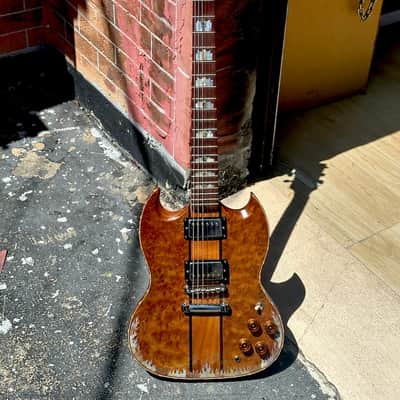 Antoniotsai SG type guitar 2000's - a very well made very ornate SG w/crazy Quilted Maple & Abalone w/a set of 70's DiMarzio PAF's. image 2