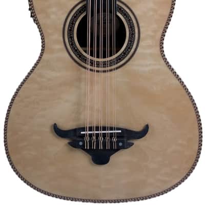 Oscar Schmidt OH32SEQN | Acoustic / Electric Bajo Quinto w/ Gig Bag, Quilt Natural. New with Full Warranty! image 2