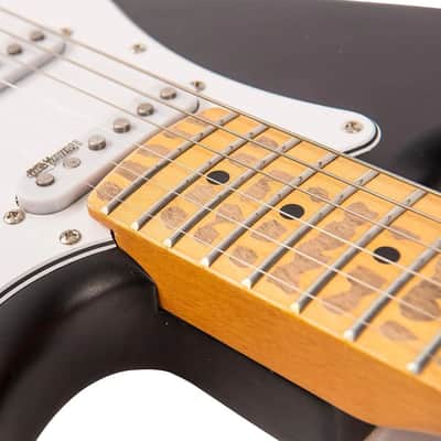 Vintage V6 ICON S-Style Electric Guitar - Distressed Boulevard Black (V6MRBK) image 8
