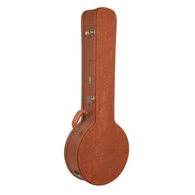 Crossrock Relief Series Banjo Case for 5-String Resonator | Carved Red Wood Finish, Ivory Plush Interior, Lock – Premium Wooden Hardshell image 6