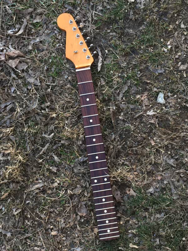 Custom Lefty Aged Loaded Relic Fender Lic. Strat Guitar Neck Amber Nitro Nickel Tuners image 1