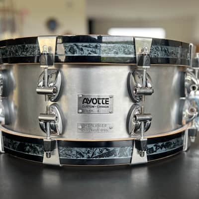 Ayotte Keplinger 14x5.5” Stainless Steel Snare Drum – Original Wood Hoops – Rare Finish - 1990s image 2