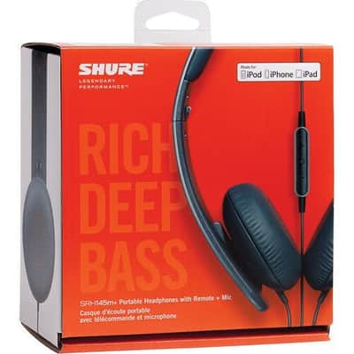 Shure SRH145m+ Portable Headphones with Remote + Mic feature deep, rich bass NEW image 6