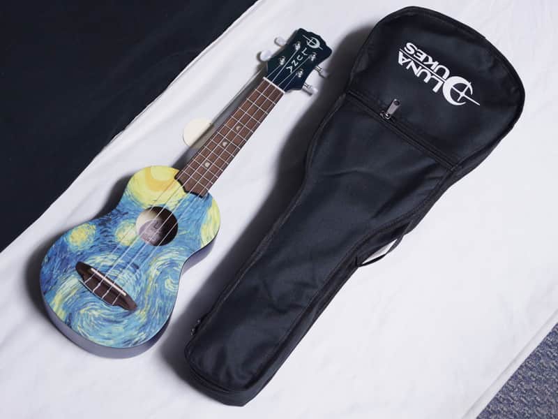 LUNA Starry Night Soprano UKULELE w/ Gig Bag new Uke - Mahogany - Blue image 1