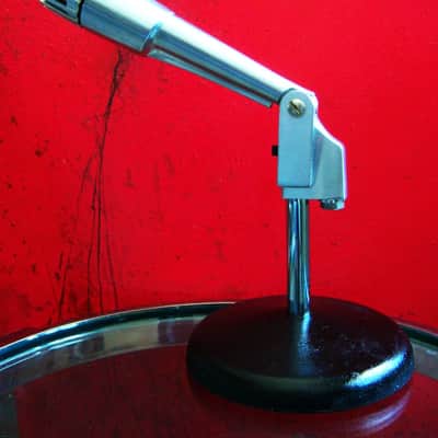 Vintage 1960's Lafayette 99-45460 dynamic Satin Chrome microphone w desk stand Lafayette Olson Midland # 1 image 7