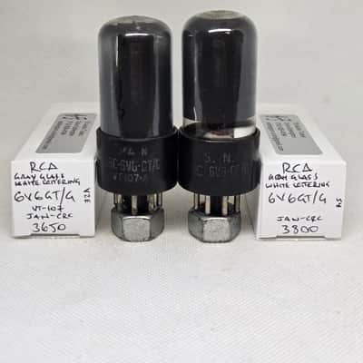 RCA JAN 6V6GT/G VT-107-A Gray Glass Almost Perfectly Matched (3.9%) Pair NOS 6V6 6V6GT VT107