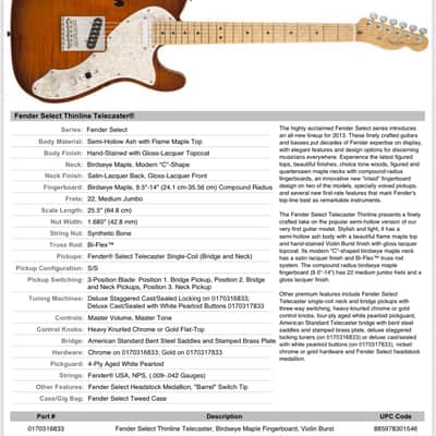 Fender American Thinline Select Telecaster  2013  Violin Burst image 19