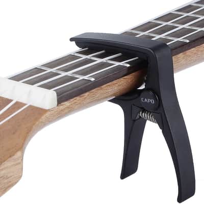 Mini 4 String Guitar Capo, Professional Ukulele Capo for Soprano Tenor Concert Ukuleles Banjos Mandolin(BLACK) image 3