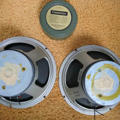 RARE Celestion matching pair 1969  Pre-ROLA Greenback T1234 G12H 30 watt 8 ohm pulsonic cones image 3