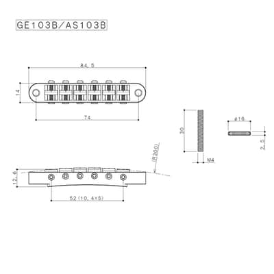 GOTOH GE103B Guitar Bridge with M4 threaded posts Nickel image 4