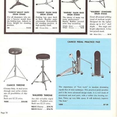 *Camco Flush Base Snare Drum Stand #600 Oaklawn/Chanute Era Vintage 60s Flat USA image 8