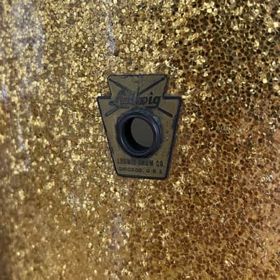 Ludwig Keystone Badge 12x8 Tom Pre-serial '60 - Gold Sparkle image 2