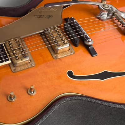 Gretsch Model 6120 Chet Atkins Hollowbody Thinline Hollow Body Electric Guitar (1965), original grey hard shell case. image 12