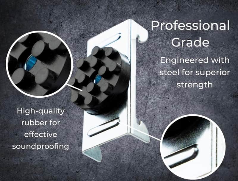 Resilient Construction Premium isolation clips 2025 - Silver/black image 1