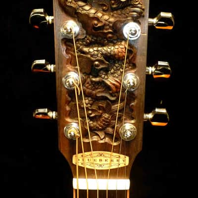 Blueberry Handmade Jumbo Acoustic Guitar Dragon Motif image 9