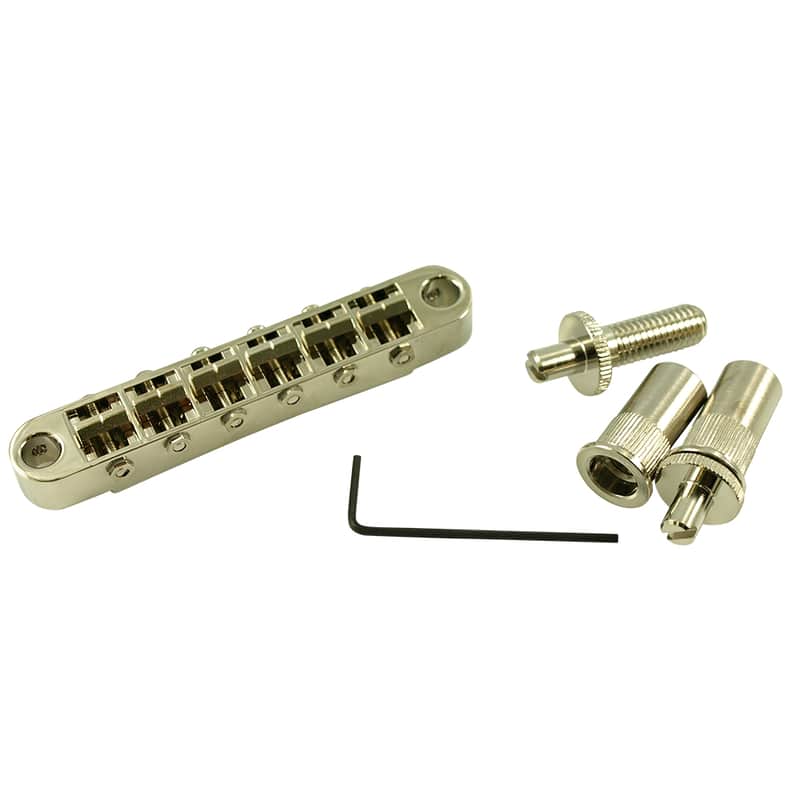 TonePros Metric Tune-O-Matic Bridge With Large Posts And Notched Saddles Nickel image 1