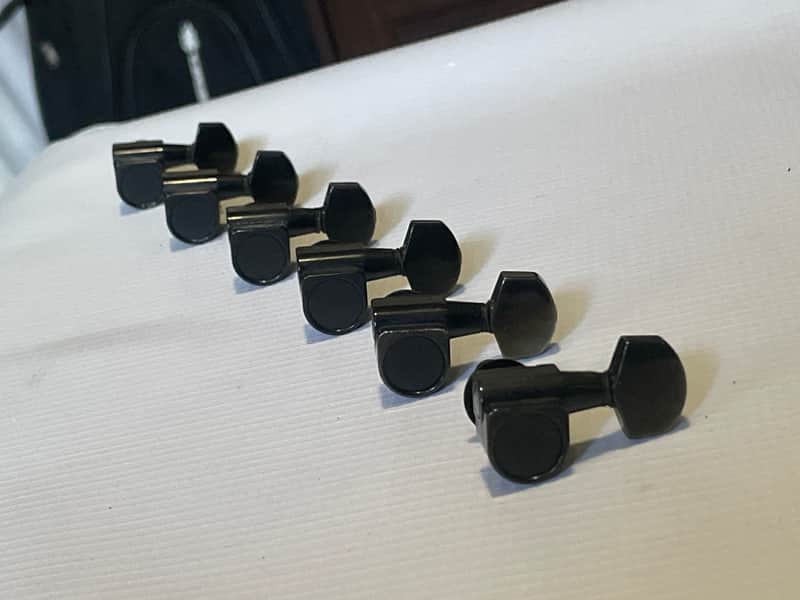 1990's Korean Era Ibanez RG & S Series Black Dual Pin Tuning Pegs Tuners 6 In LIne image 1
