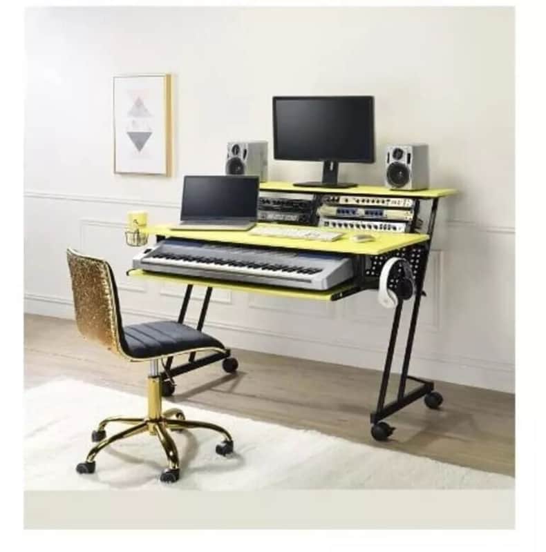Premium Music Production Desk - Classic Rectangular Design with Ample Storage & Easy Assembly image 1