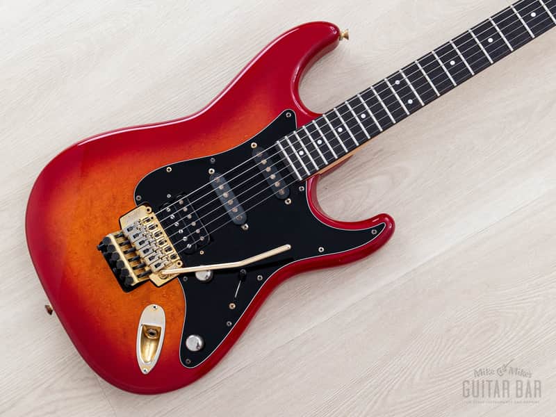 1988 Fender Pro Feel Stratocaster STR75 SSH Cherry Red Sunburst w/ Floyd Rose, Japan MIJ Fujigen image 1