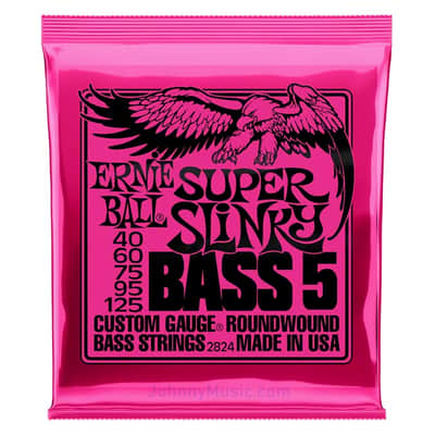 Super Slinky 5-String Ni-Wound Electric Bass Strings 40-125 Gauge Set 40/G 60/D 75/A 95/E 125 Low-B image 1